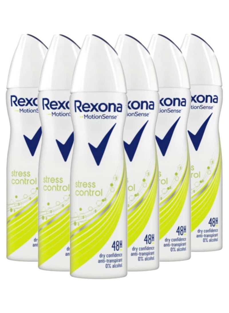 ريكسونا بخاخ مزيل للعرق للتحكم في التوتر مع حماية لمدة 48 ساعة من رائحة الجسم ورطوبة الإبط (عبوة من 6 قطع) - Image 1