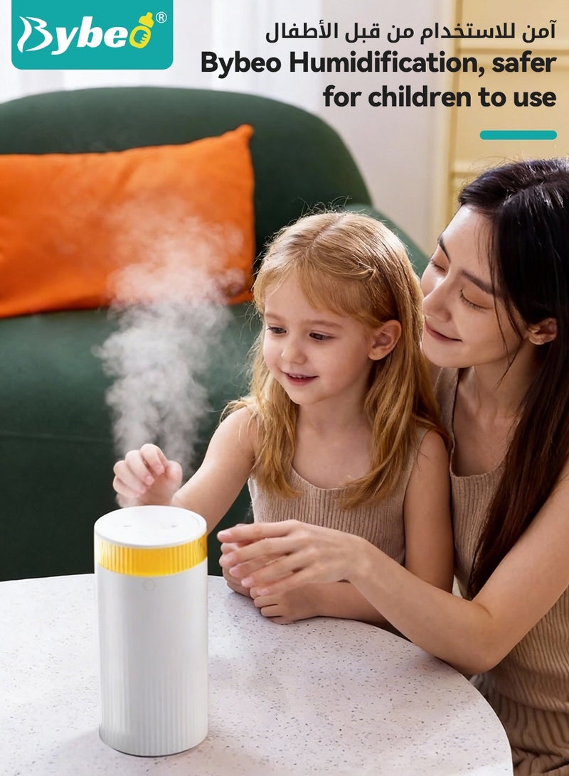 Bybeo 1.25L Ultrasonic Air Humidifier, Baby Humidifier for Bedroom Baby Room with Night Light, Dual Spray Humidifier for Baby Nursery, Cool Mist Air Humidifier or Home, Office & Plant, Auto-Off, Ultra Quiet, Type-C Rechargeable - Image 3