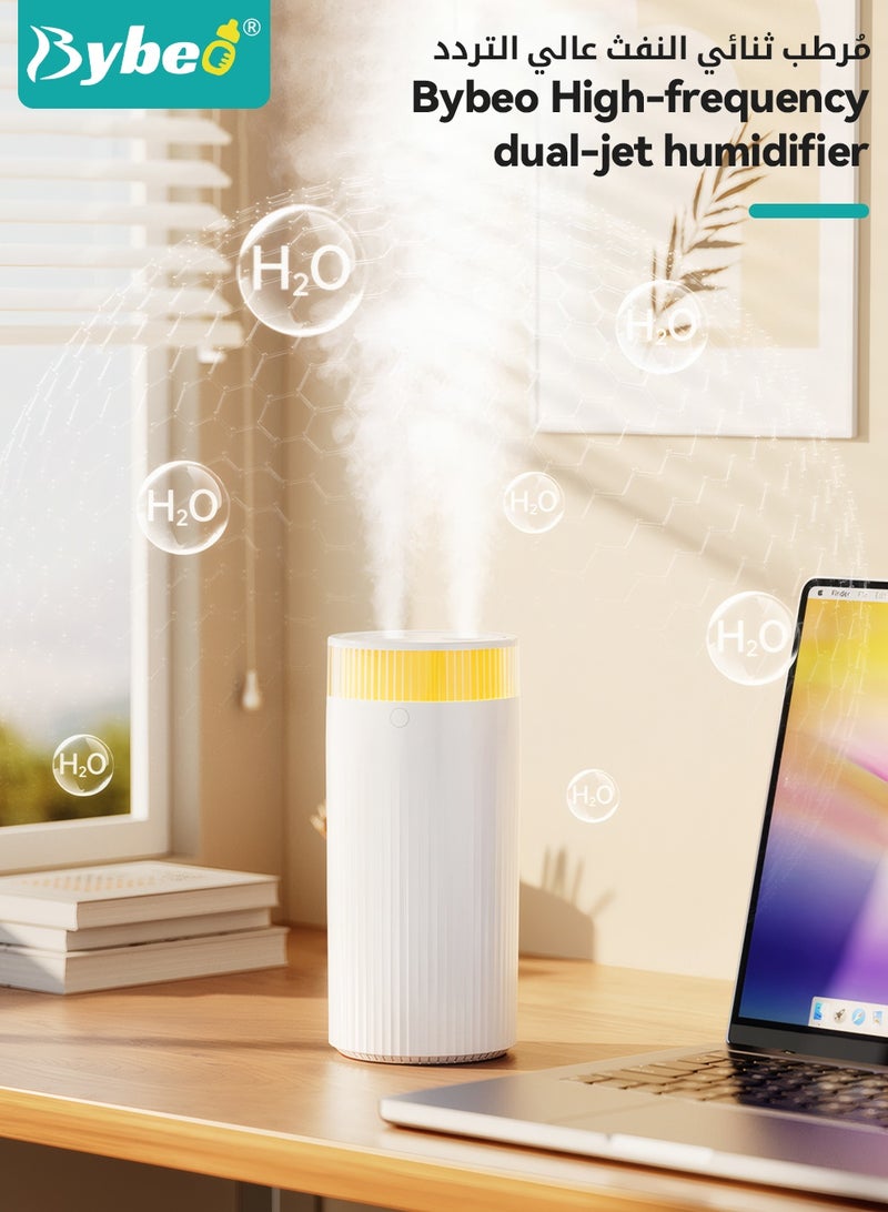 Bybeo 1.25L Ultrasonic Air Humidifier, Baby Humidifier for Bedroom Baby Room with Night Light, Dual Spray Humidifier for Baby Nursery, Cool Mist Air Humidifier or Home, Office & Plant, Auto-Off, Ultra Quiet, Type-C Rechargeable - Image 2