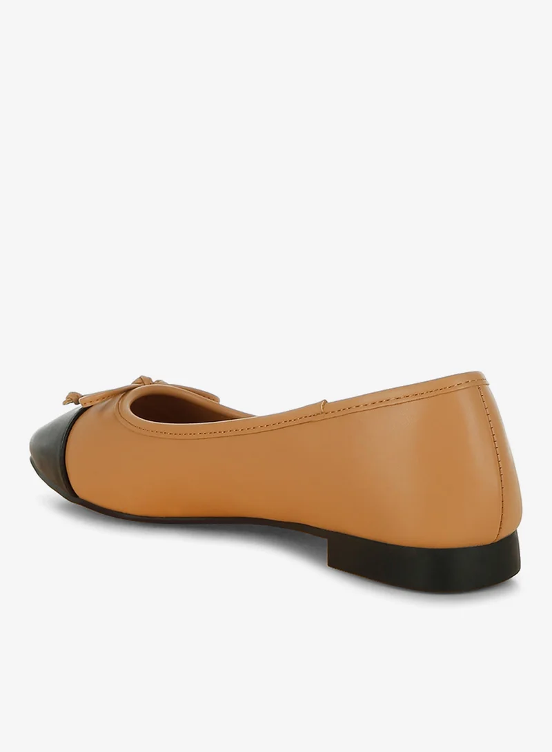London Rag Camel London Rag Women's Faux Leather Bow Detail Ballerinas in Camel for Women | Best Price UAE