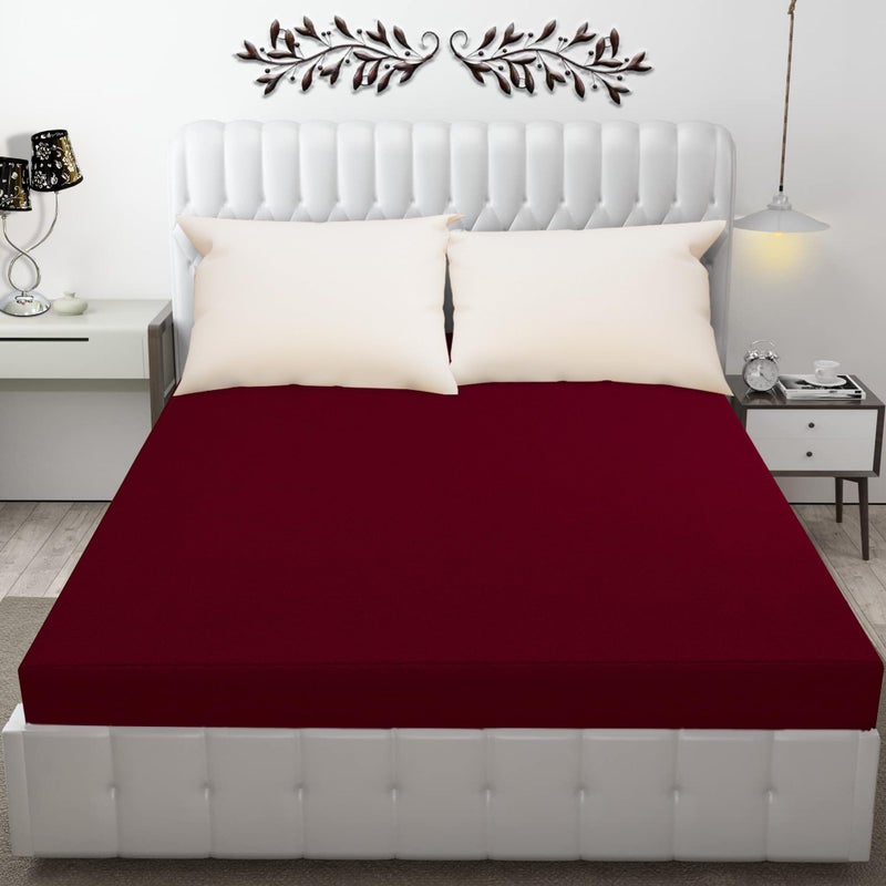 Dream King Luxury Being Terry Cloth Fitted Mattress Protector Single Bed | Waterproof Ultra Soft Mattress Cover | Hypoallergenic Bed Cover 30X78 inch (Maroon) - Image 1