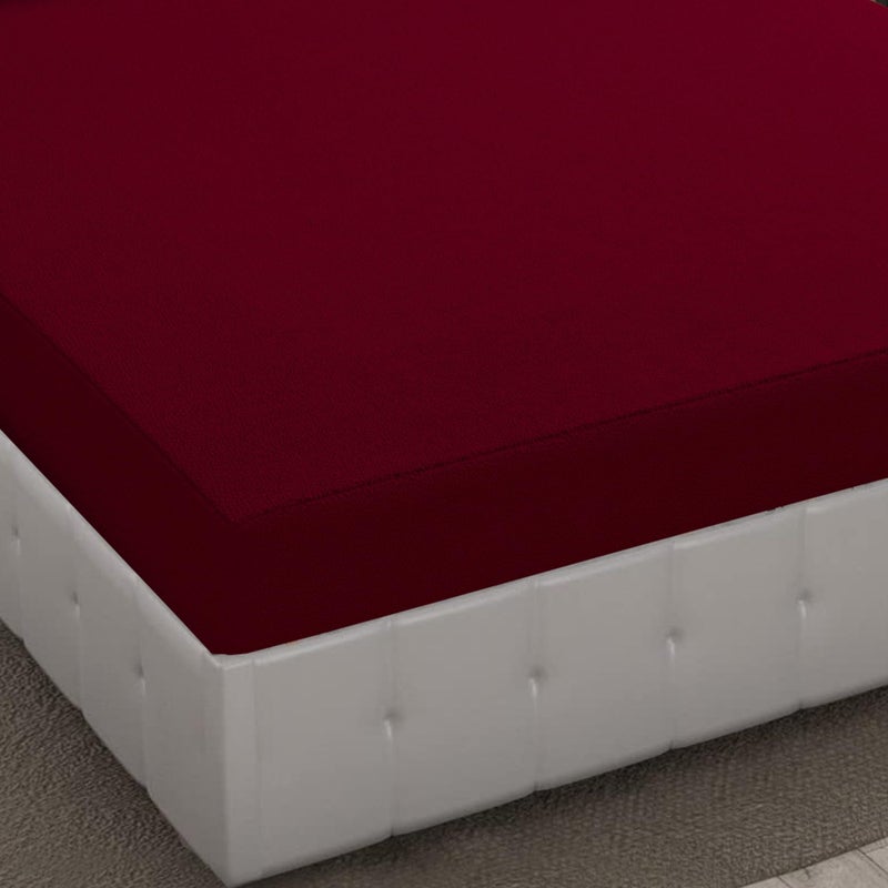 Dream King Luxury Being Terry Cloth Fitted Mattress Protector Single Bed | Waterproof Ultra Soft Mattress Cover | Hypoallergenic Bed Cover 30X78 inch (Maroon) - Image 3