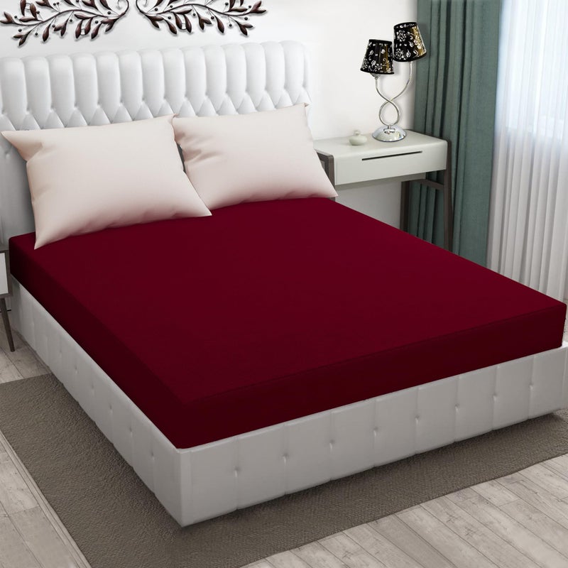 Dream King Luxury Being Terry Cloth Fitted Mattress Protector Single Bed | Waterproof Ultra Soft Mattress Cover | Hypoallergenic Bed Cover 30X78 inch (Maroon) - Image 2