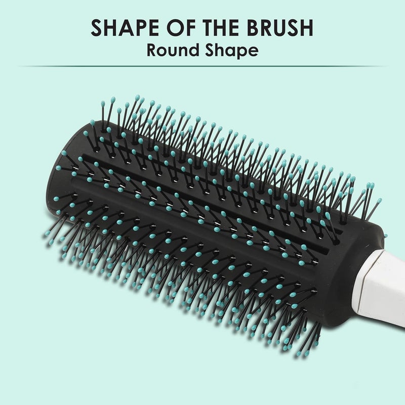 AGARO Classic Round Hair Brush with Strong & flexible boar bristles having Anti static ball tips, For Adding Quick Curls, Waves & Volume In Hair, ideal for all types of medium to long hairs, Cyan. - Image 4