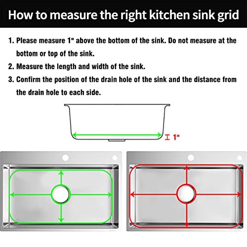 SUZLON Sink Protectors for Kitchen Sink 26" x14", Stainless Steel Sink Protector for Round Corner Sink with Center Hole Sink Rack for Bottom of Sink with Sink Strainers (Separable, 26" x 14", Center Drain) - Image 2