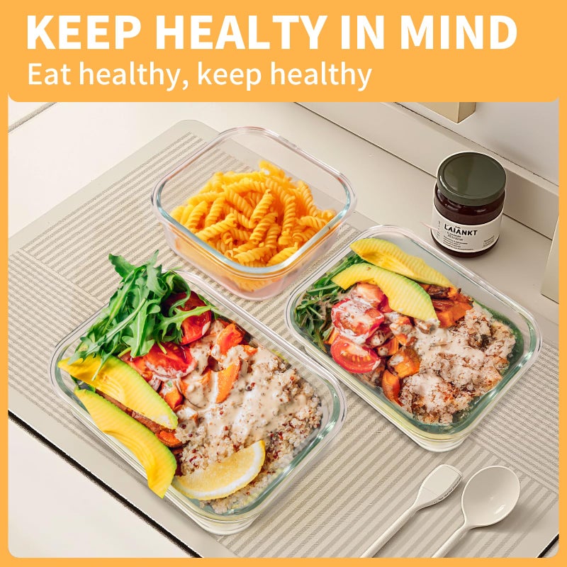 Skroam 15 Pack Glass Food Storage Containers with Lids Airtight, Glass Meal Prep Containers, Lunch Containers with Lids for Microwave, Oven, Freezer and Dishwasher Safe - Image 5