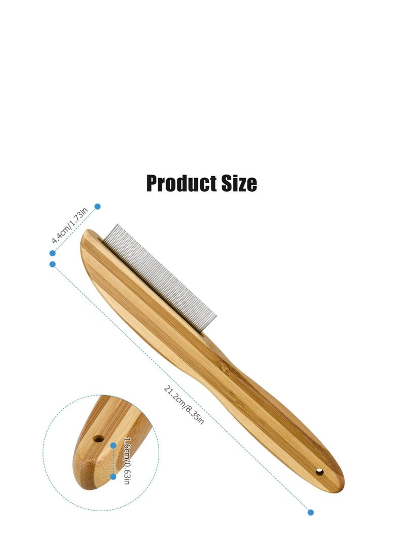 Dandruff Comb, Stainless Steel Fine Tooth Comb Wooden Handle Dandruff Remover Flea Lice Comb Multifunction Hair Grooming Brush for Kids Adults Pets Dog