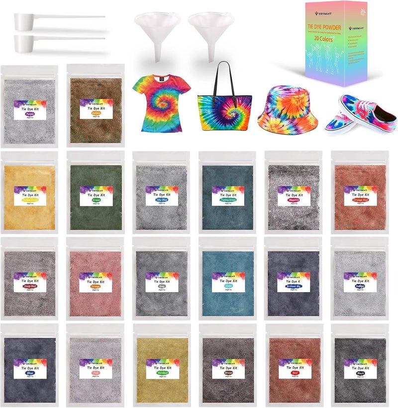 YRYM HT Tie Dye Powder Refills 400g 20 Vibrant Colors Permanent for Tie Dyeing Easy to Use NonToxic Tie Dye Powder Bulk for Kids Adults