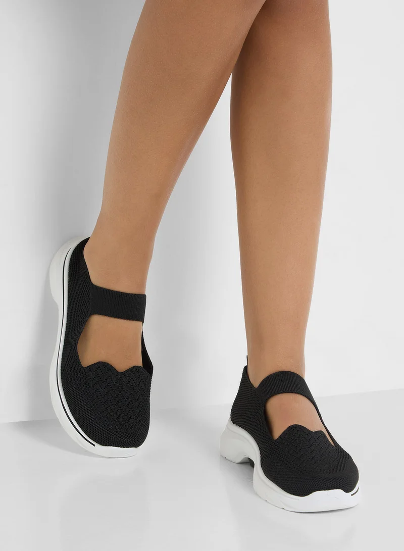 Ginger Breathable  Fly Knit Slip On Shoe With Elastic Strap