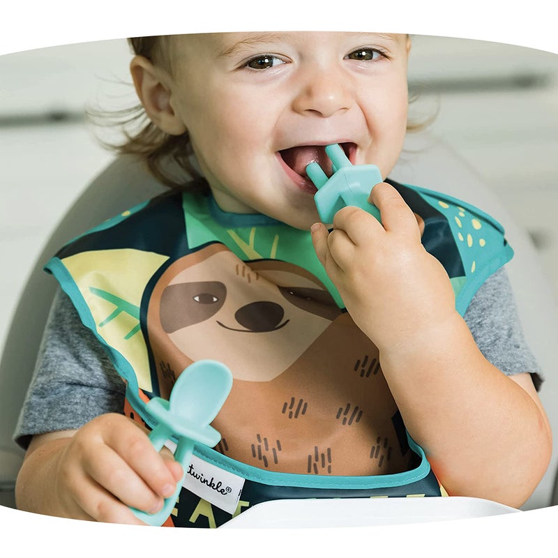 Tiny Twinkle Silicone Training Utensils - Baby Spoons and Baby Forks For Self-Feeding Training - Silicone Baby Led Weaning Utensils For Toddlers And Babies 6-24 Months - Baby Feeding Supplies (Mint) - Image 2