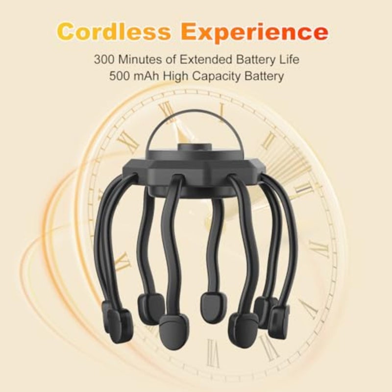 Electric Scalp Massager, Head Massager Scalp Stress Relax, Kneading Hair Massage with 3 Modes, 360 Degree Hair Massager, Cordless Portable Head Scratcher for Stress Relax - Image 2
