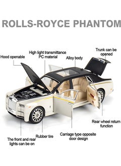 CHE ZHI Exquisite Car Model 1/32 Rolls-Royce Phantom Model Car, Alloy Pull Back Toy Car with Sound and Light for Kids Boy Girl Birthday Gift  - Image 4