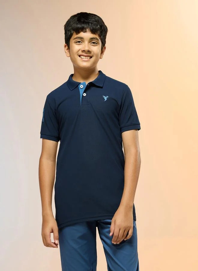 Technosport Boys Solid Slim Fit Sports Polo T-shirt