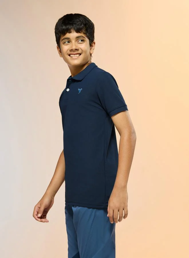 Technosport Boys Solid Slim Fit Sports Polo T-shirt
