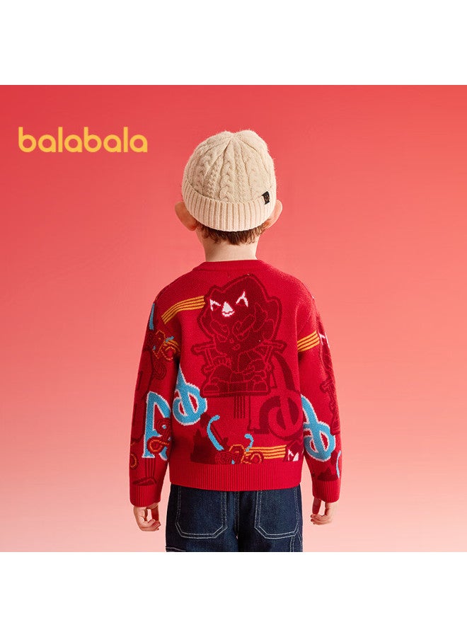 Balabala Kids Sweater Boys Pullover Autumn Winter New Year Cartoon Knitwear Stylish - Image 3