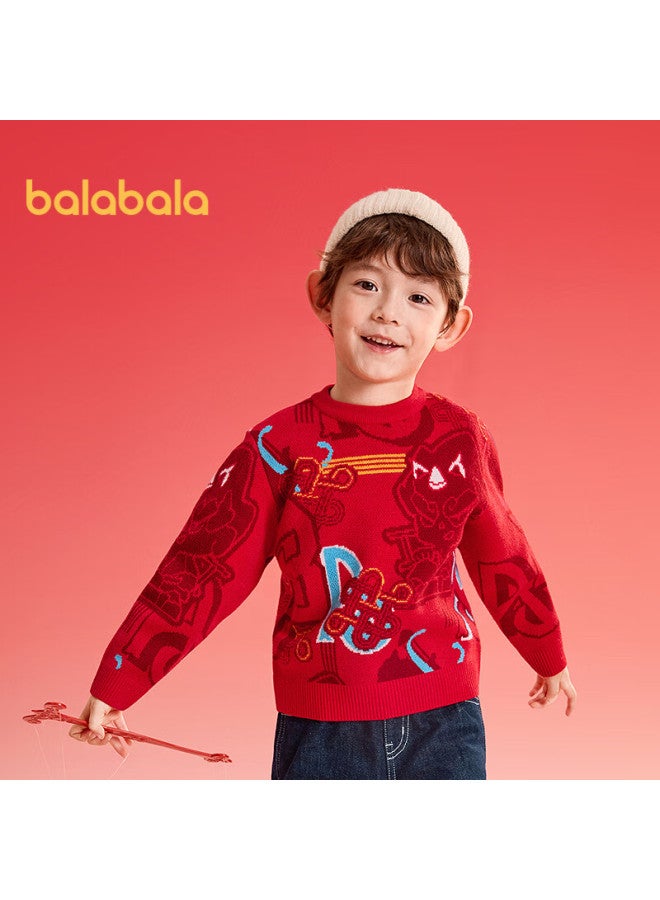 Balabala Kids Sweater Boys Pullover Autumn Winter New Year Cartoon Knitwear Stylish - Image 2