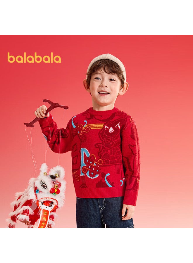 Balabala Kids Sweater Boys Pullover Autumn Winter New Year Cartoon Knitwear Stylish - Image 1