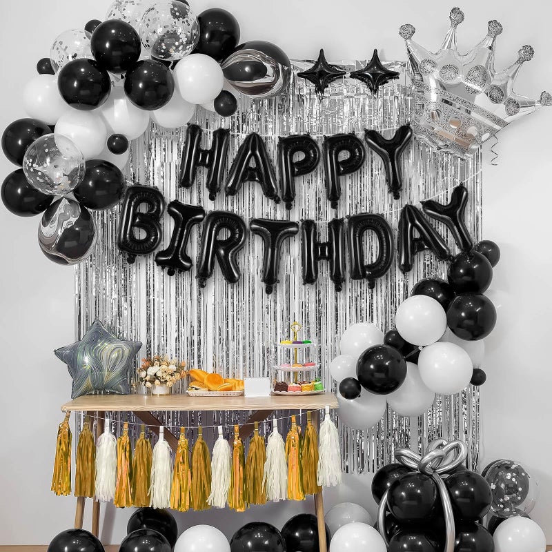 TOTAFAM Black Happy Birthday Balloons Banner, Foil Balloon Personalized Name Letters Balloons Sign Birthday Party Decorations for Women Men Boys Girls - Image 5