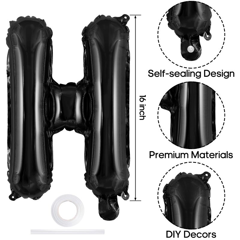 TOTAFAM Black Happy Birthday Balloons Banner, Foil Balloon Personalized Name Letters Balloons Sign Birthday Party Decorations for Women Men Boys Girls - Image 4