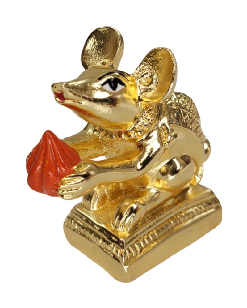 ARNAVIRA Gold Plated Mushak Idol for Ganpati Pooja Ganeshji Mooshak Mouse Mushakraj (Gold) - Image 5