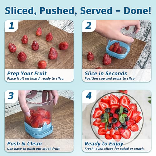 ANSOTHIN Strawberry Slicer Cup with Push Plate, Fruit Cutter Kitchen Gadget for Egg, Kiwi, Banana, Cucumber, Easy Fruit & Vegetable Slicer, Strawberry Cutter Tool for Quick Safe Cutting (Black) - Image 4