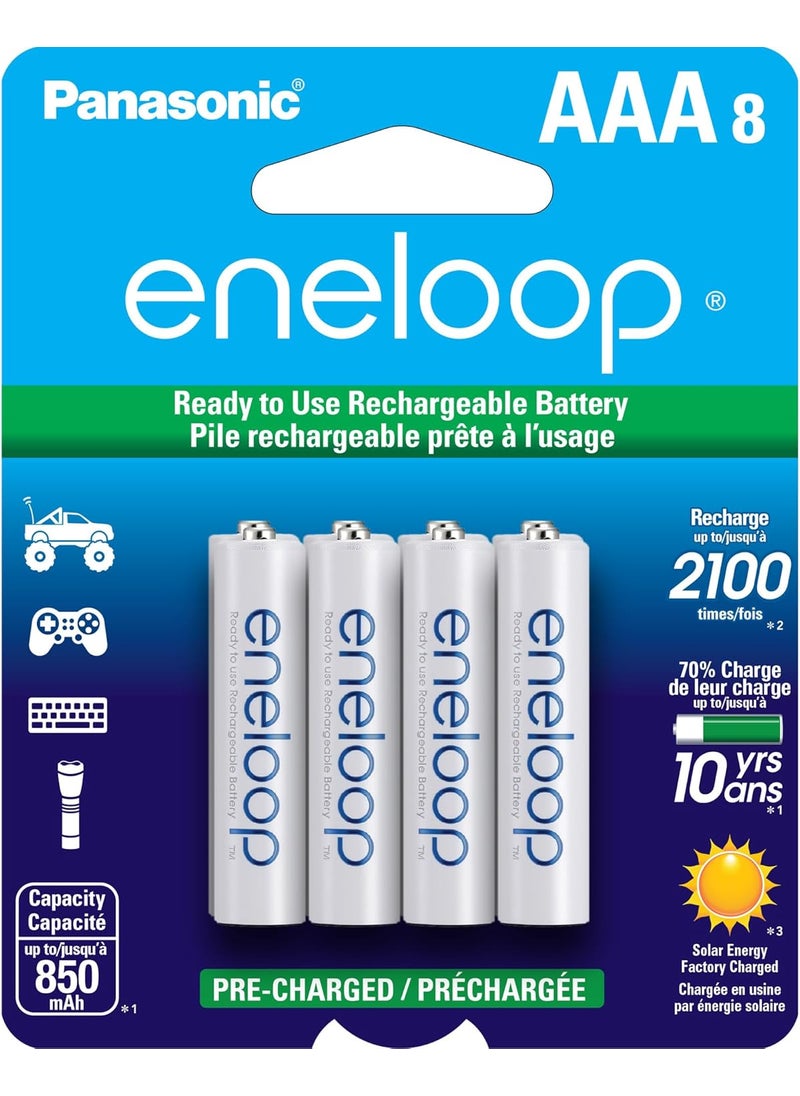 Eneloop Panasonic BK4MCCA8BA AAA 2100 Cycle NiMH PreCharged Rechargeable Batteries 8Battery Pack