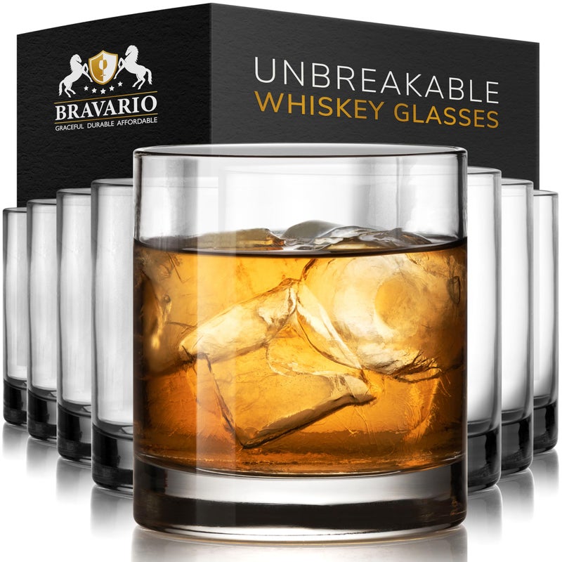 Bravario Unbreakable Tritan Plastic Whiskey Glasses | Shatterproof Double Rocks | Dishwasher-Safe | BPA-free | Perfect for Cocktail Bourbon | 12.5 oz, Set of 8 - Image 1