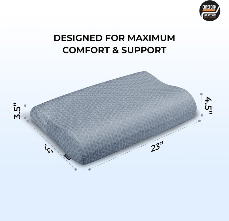 CareFoam وسادة عنق من نوع Ultimate لتخفيف الألم أثناء النوم، تحسّن وضعية الجسم وتنظيم العمود الفقري، اللون رمادي، عبوة واحدة. - Image 2