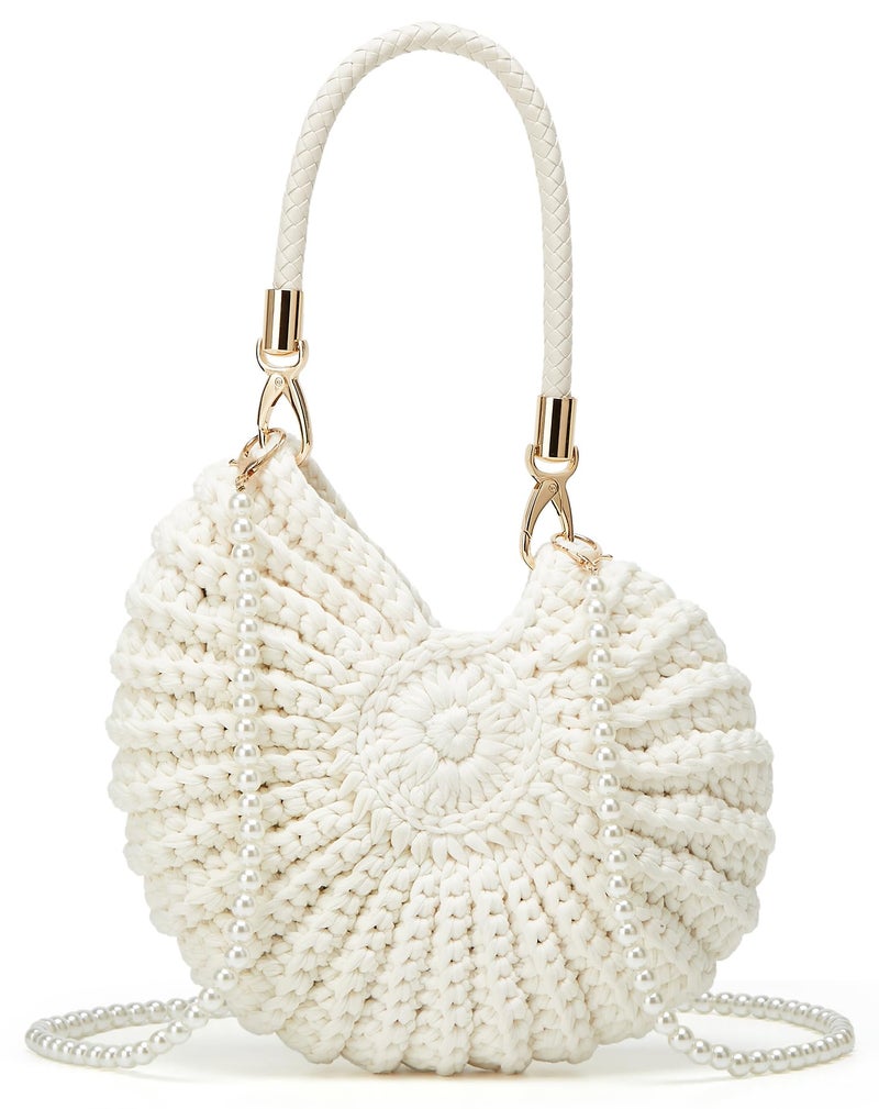 Hzxsny Handmade Crochet Tote Bag Seashell Purse for Women Boho Shell Handbag Crossbody Shoulder Bag Summer Beach Clutch Hobo Handbag - Image 1