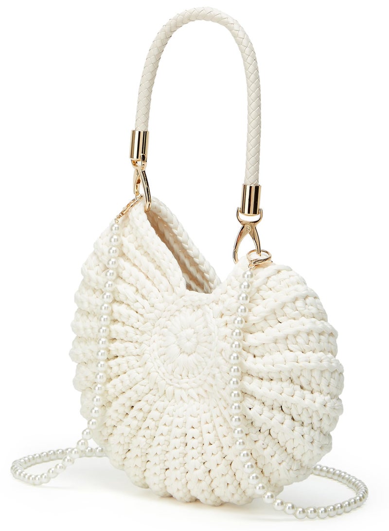Hzxsny Handmade Crochet Tote Bag Seashell Purse for Women Boho Shell Handbag Crossbody Shoulder Bag Summer Beach Clutch Hobo Handbag - Image 3