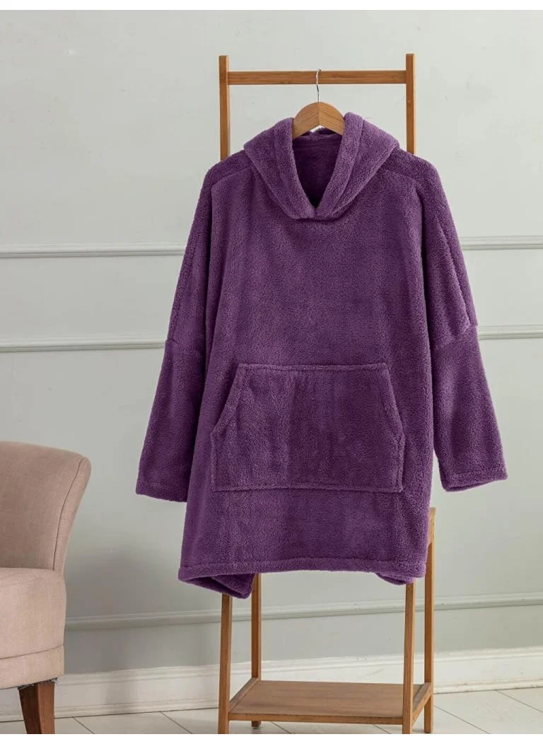 Mulberry Wellsoft Single Hooded Wearable TV Blanket - Purple