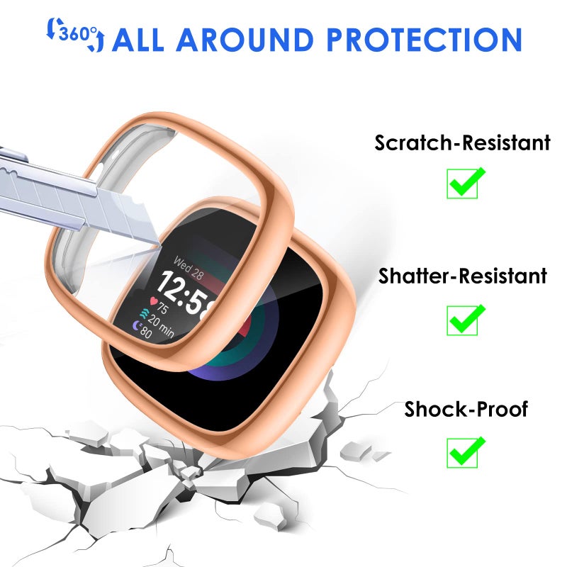 NANW 4-Pack Screen Protector Case Compatible with Fitbit Sense 2/Versa 4, Soft TPU Plated Bumper Full Cover Protective Cases for Versa 4/Sense Smartwatch [Scratch-Proof] - Image 4