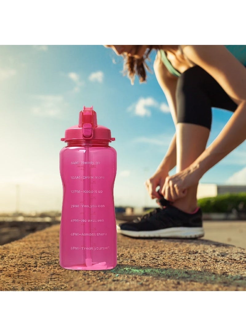MunKan Large 2 Liter 64Oz BPA Free - Leak Proof With Straw, Motivational Quote And Time Marker, Anti Slip For Sports ,Fitness, Gym , Outdoor Sports & Office ( Pink ) - Image 5