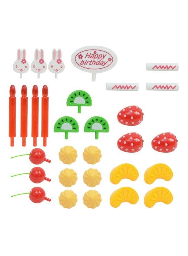 Birthday Cake Cutting Kitchen Pretend Play Set - 38-Piece Toy Cake with Icing & Candles, Safe Velcro 'Cutting' Design & Realistic Accessories - for Kids' Birthday Parties, Role Play - Image 3