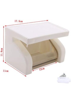 NISHWARE NISHWARE Plastic Toilet Paper Holder Tissue Roll Stand Box with Shelf Rack for Bathroom Accessories White Color Pack of 1  - Image 3