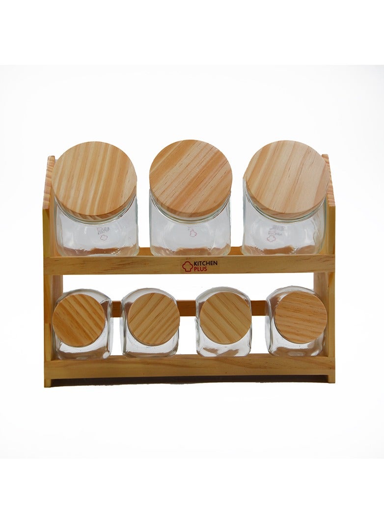 كيتشن بلس مجموعة علب بهارات مع حامل خشبي - Image 2