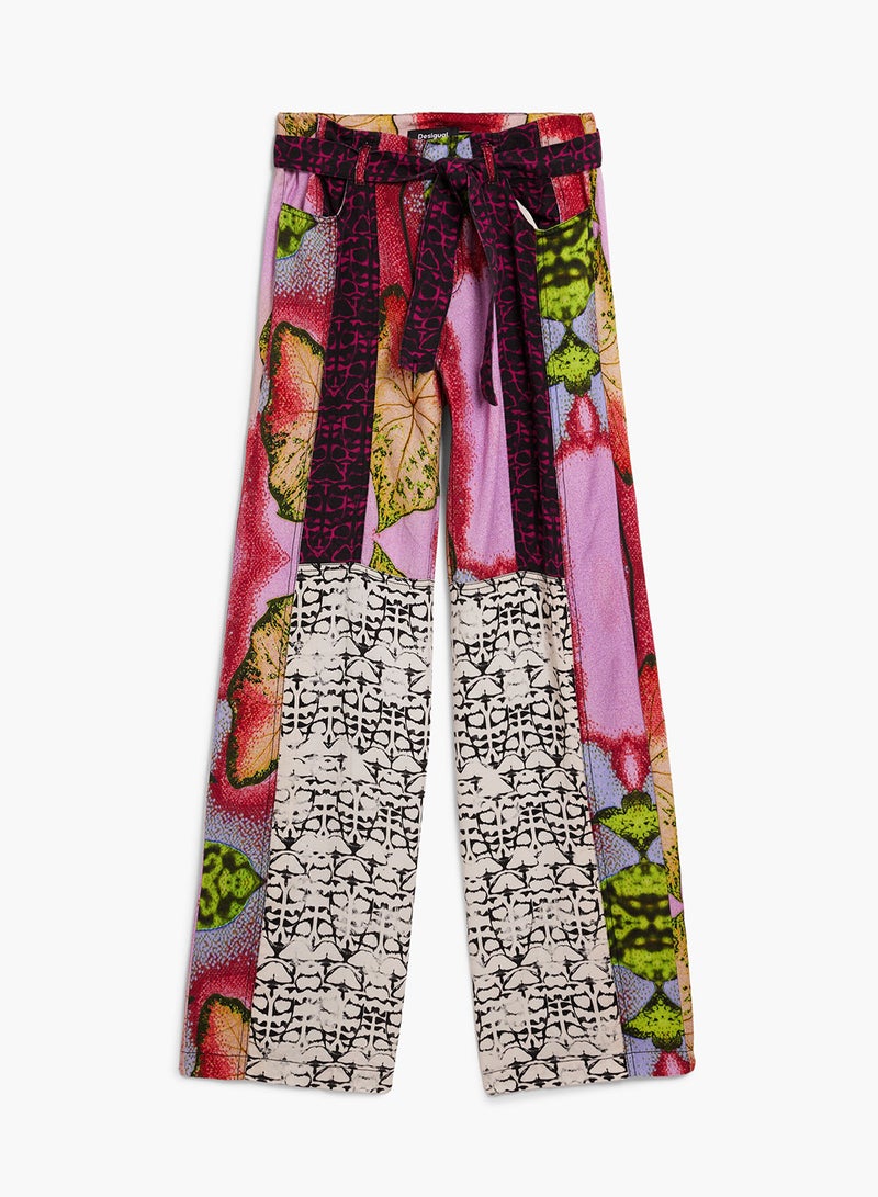 DESIGUAL Straight, Flowing Trousers With Elastic Waistband Adjustable Belt - Image 3