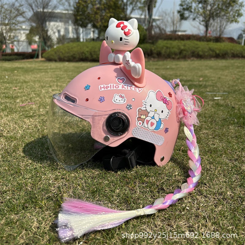 3C Certified Hello Kitty Kidsren's Helmet 1-15 Years Old Cute Girl All Year Round Electric Car Helmet Summer Drop Shipping - Image 2