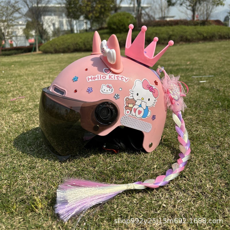 3C Certified Hello Kitty Kidsren's Helmet 1-15 Years Old Cute Girl All Year Round Electric Car Helmet Summer Drop Shipping - Image 3