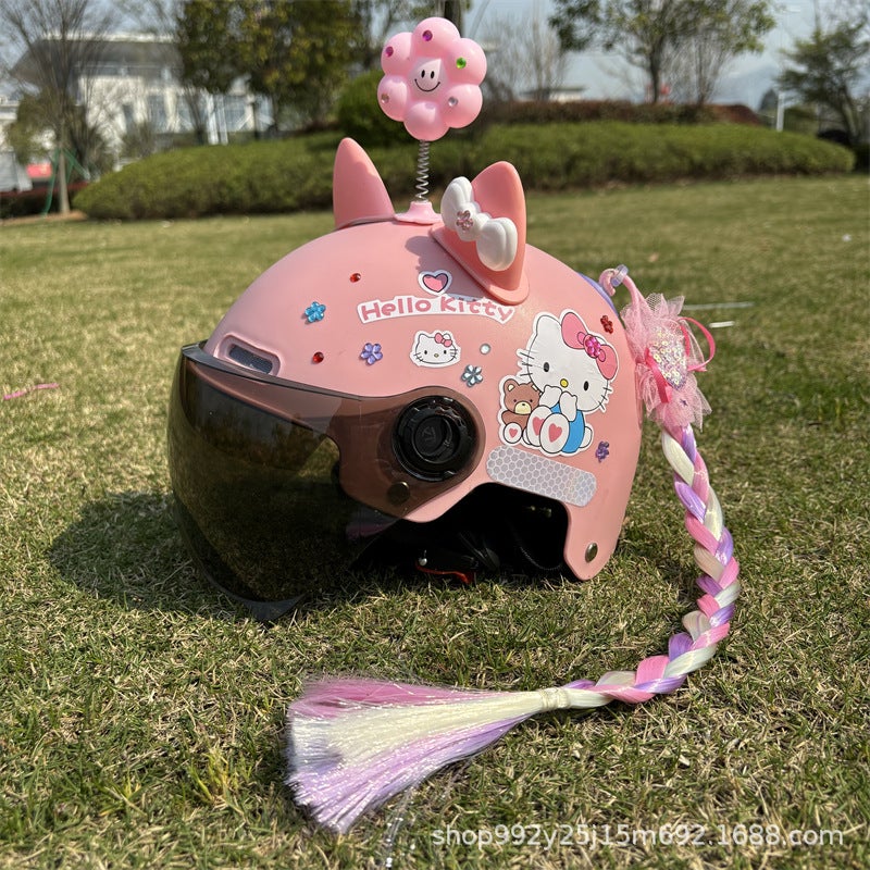 3C Certified Hello Kitty Kidsren's Helmet 1-15 Years Old Cute Girl All Year Round Electric Car Helmet Summer Drop Shipping - Image 5