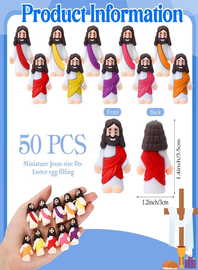 Bememo 50 Pcs Little Jesus Figures Jesus Toys Figurines to Hide and Seek Religious Party Favors for Church Sunday School Easter Egg Stuffers(Bright Colors) - Image 2