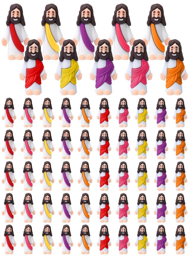 Bememo 50 Pcs Little Jesus Figures Jesus Toys Figurines to Hide and Seek Religious Party Favors for Church Sunday School Easter Egg Stuffers(Bright Colors) - Image 1