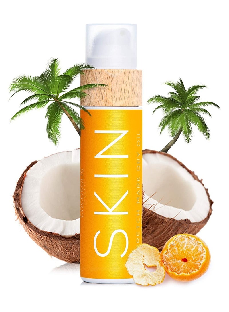 كوكوسوليس COCOSOLIS SKIN Stretch Mark Dry Oil | Organic Anti Stretch Mark Oil for Pregnancy | Natural Oils + Vitamin E | Rebuilds Skin`s Collagen (110 ml) - Image 1