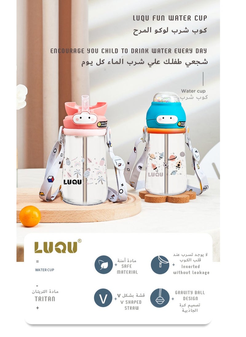 لوكو كوب شرب لوكو للأطفال الصغار، كوب بقشة للأطفال، زجاجة مياه للأطفال مع فوهة سيليكون ناعمة، كوب بقشة مرجحة مقاومة لتسرب المياه بزاوية 360 درجة، كوب شرب مستقل للأطفال الصغار، 350 مل - Image 2