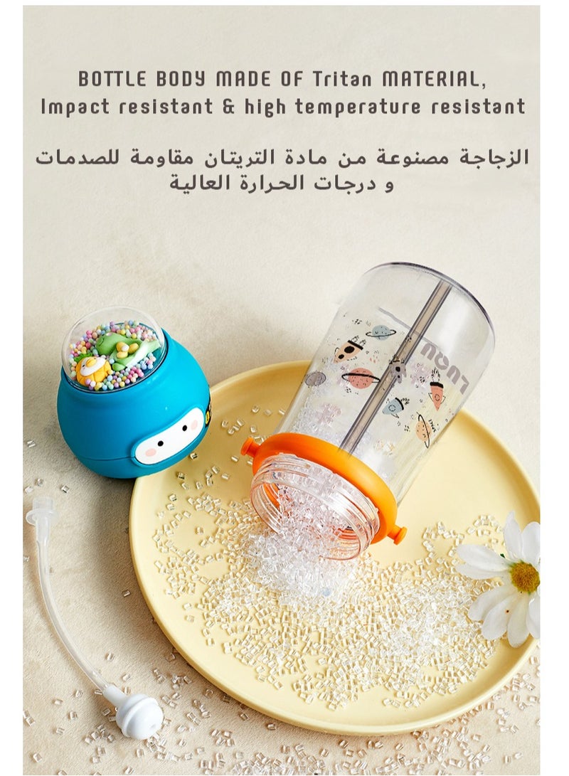 لوكو كوب شرب لوكو للأطفال الصغار، كوب بقشة للأطفال، زجاجة مياه للأطفال مع فوهة سيليكون ناعمة، كوب بقشة مرجحة مقاومة لتسرب المياه بزاوية 360 درجة، كوب شرب مستقل للأطفال الصغار، 350 مل - Image 4