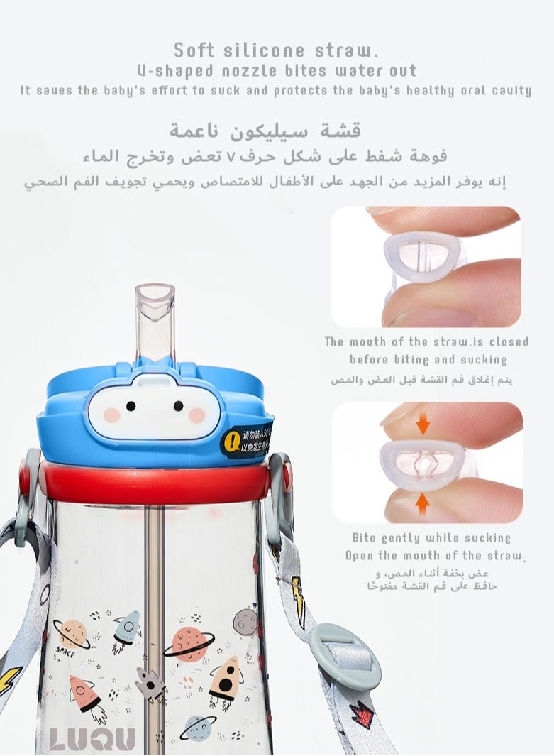 لوكو كوب شرب لوكو للأطفال الصغار، كوب بقشة للأطفال، زجاجة مياه للأطفال مع فوهة سيليكون ناعمة، كوب بقشة مرجحة مقاومة لتسرب المياه بزاوية 360 درجة، كوب شرب مستقل للأطفال الصغار، 350 مل - Image 5