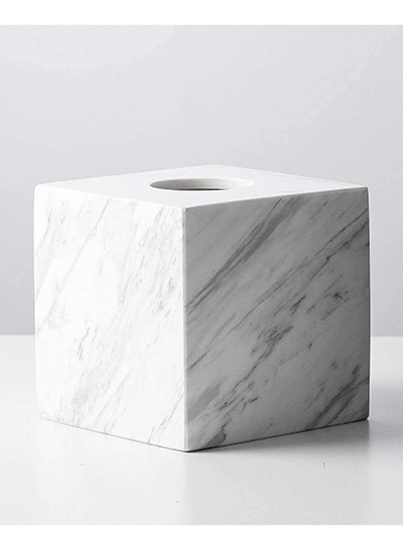 الرخام الأبيض مربع الأنسجة مربع غطاء غطاء القضية 16x16x14.5cm