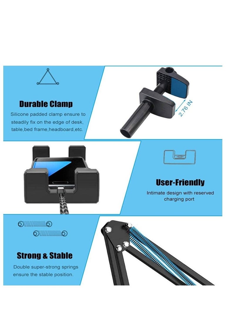 Generic Tablet Bed Desk Holder for 4-13" Device, EXSHOW 360° Flexible Long Arm Mount Clamp, Adjustable Lazy Stand for iPad 12.9 10.5 9.7 iPad Mini Air 4 3 2, Nintendo Switch, Xbox, E-Reader, iPhone, Phone etc - Image 3