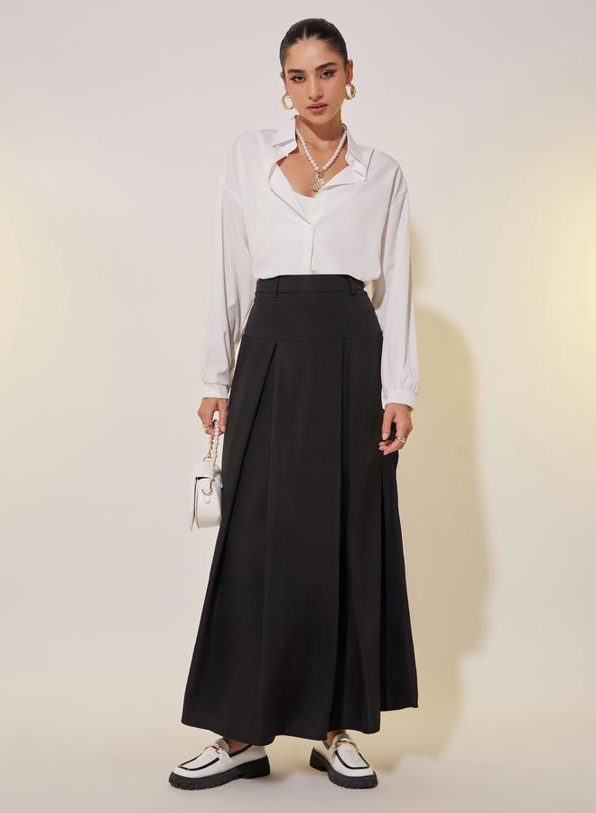 تايك تو تنورة ماكسي صلبة بخصر عالٍ وقصة - Image 1