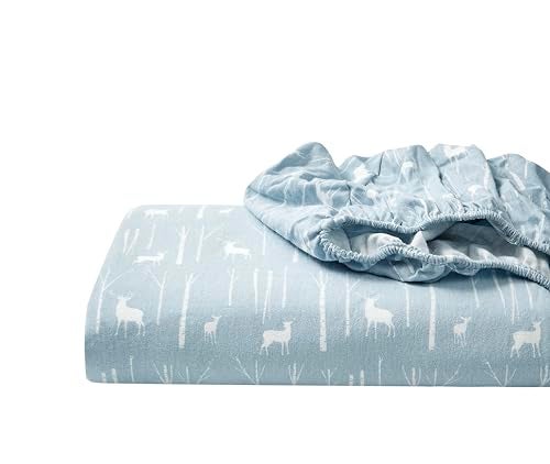 Eddie Bauer Flannel Sheets Queen Size AntiPilling Wrinkle Resistant Cotton Touchably Soft for AllSeason Comfort Bed Sheets with Matching Pillowcases Fitted Sheet Birch Forest Light Blue